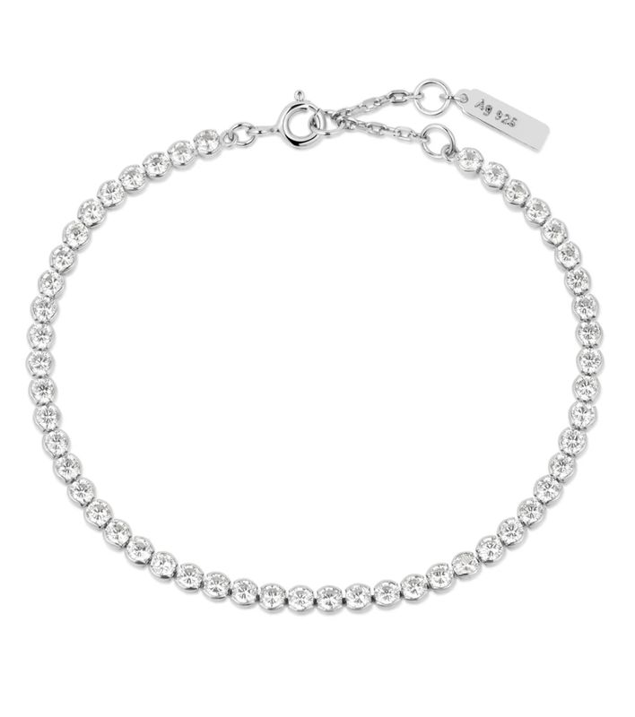 SILVER ROW BEZEL SET BRACELET