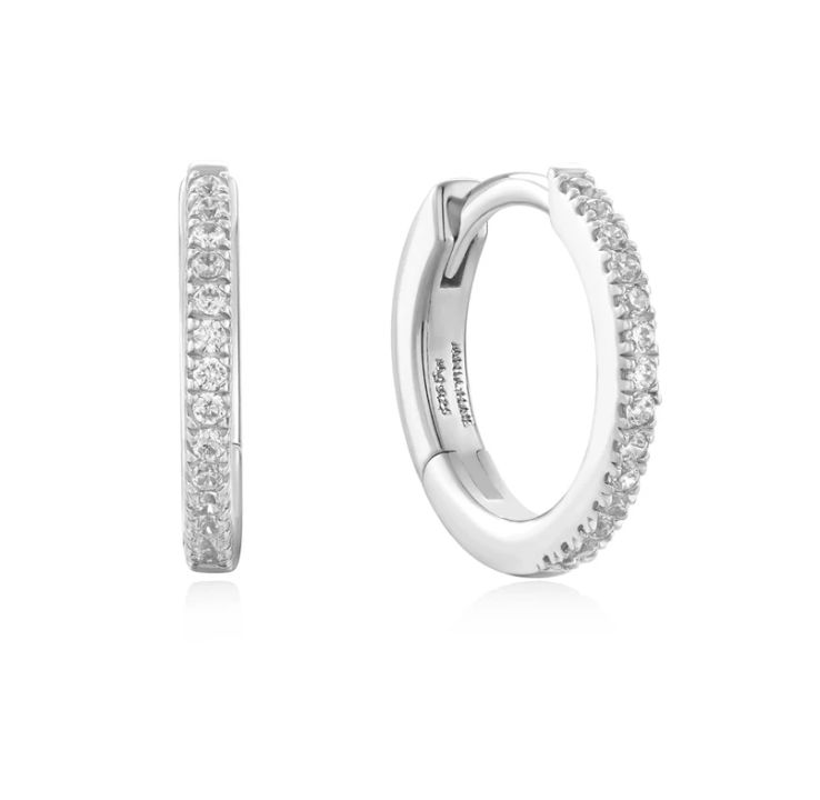 SILVER CLASSIC PAVÉ HUGGIES