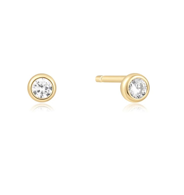 GOLD SOLITAIRE CUBIC ZIRCONIA STUDS