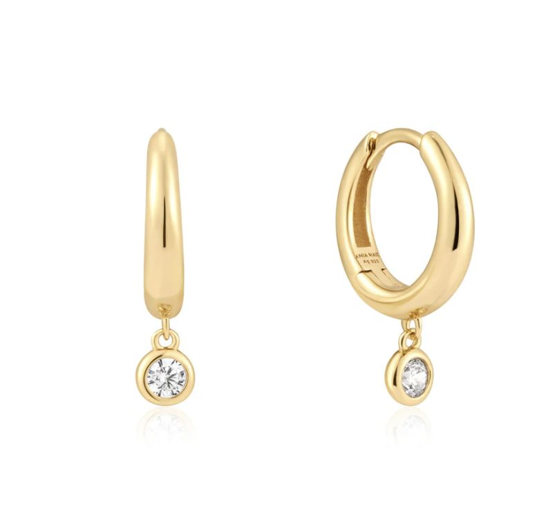 GOLD CUBIC ZIRCONIA DROP HUGGIES