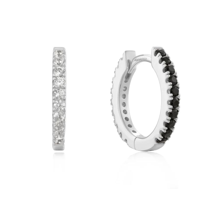 SILVER BLACK AND WHITE CUBIC ZICONIA HUGGIES