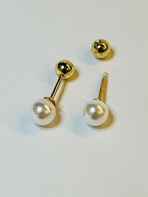 Parel 5 mm met schroefsluiting goldplated