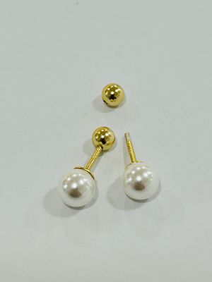 Parel 6,5 mm met schroefsluiting goldplated