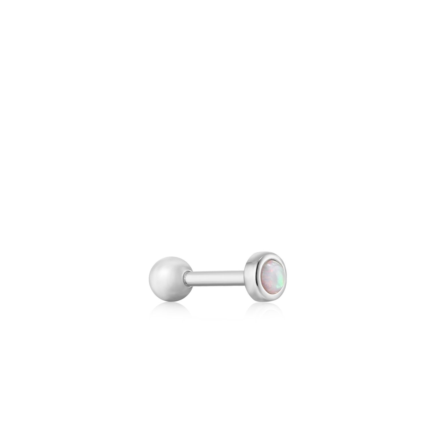 SILVER KYOTO OPAL BEZEL BARBELL SINGLE EARRING