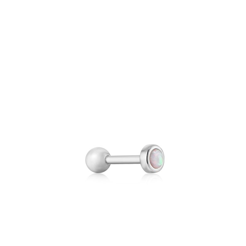 SILVER KYOTO OPAL BEZEL BARBELL SINGLE EARRING