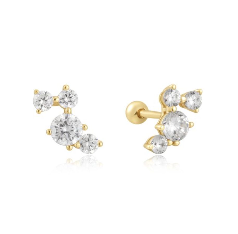 GOLD PAVÉ CLIMBER BARBELL EARRINGS