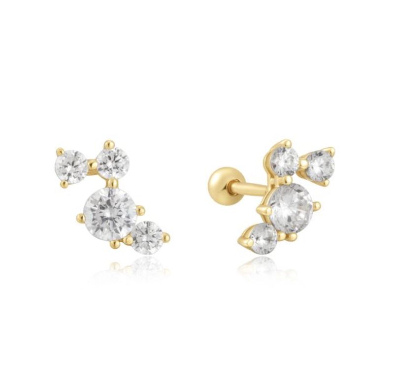 GOLD PAVÉ CLIMBER BARBELL EARRINGS