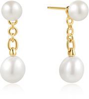 GOLD FRESHWATER PEARL STUD EAR JACKETS