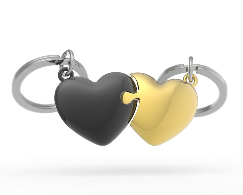 3D Sleutelhanger Koppel hartjes