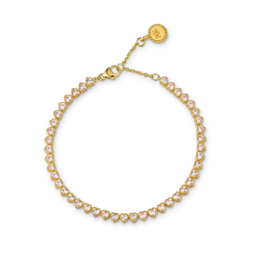 Armband met roze hartvormige stenen - 22466Y