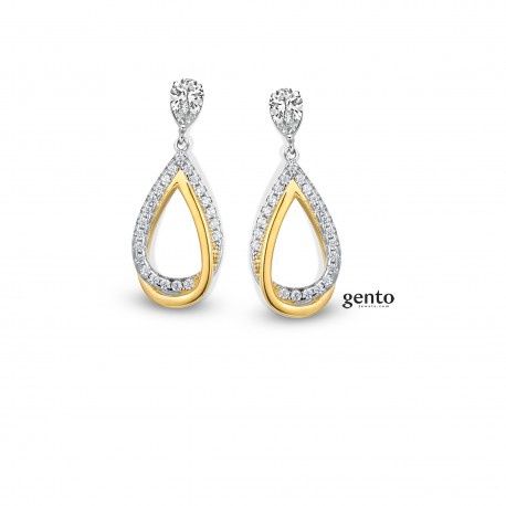 Oorring druppel bi-color met zirkoontjes