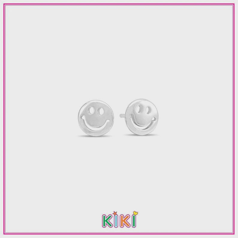 Kinderoorbel Steker zilver smiley