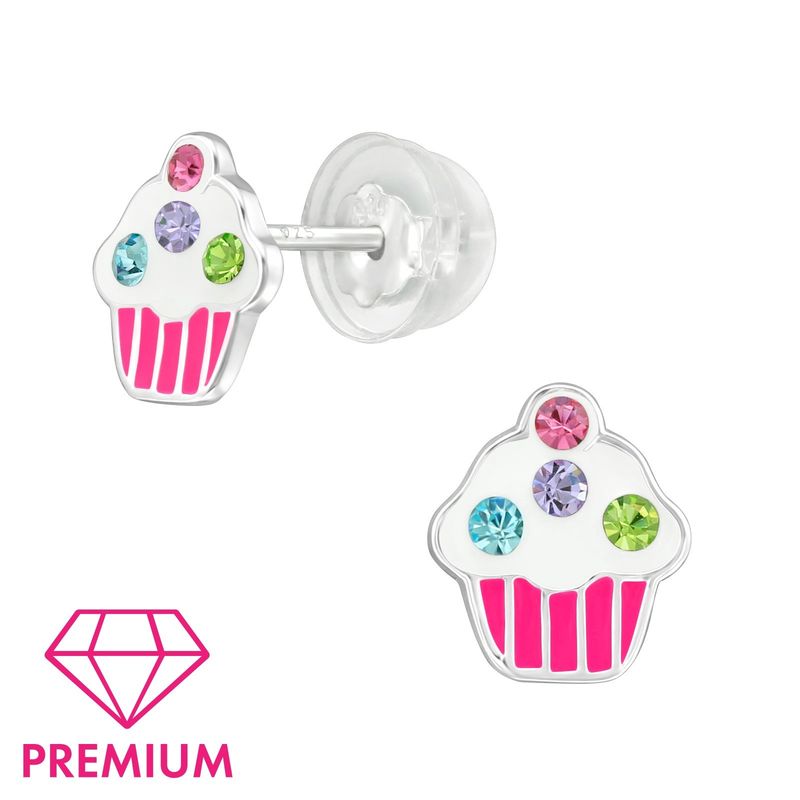 Kinderoorbellen: Stekers cupcake met veiligheids sluiting roze