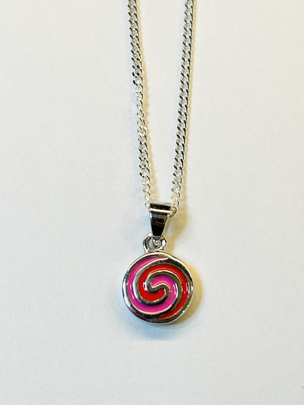 Kinderketting Lolly gekleurd met roze emaille