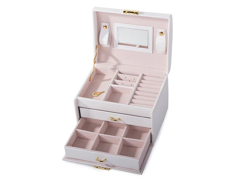 Juwelendoos Luxe met 2 lades en spiegeltje, beige