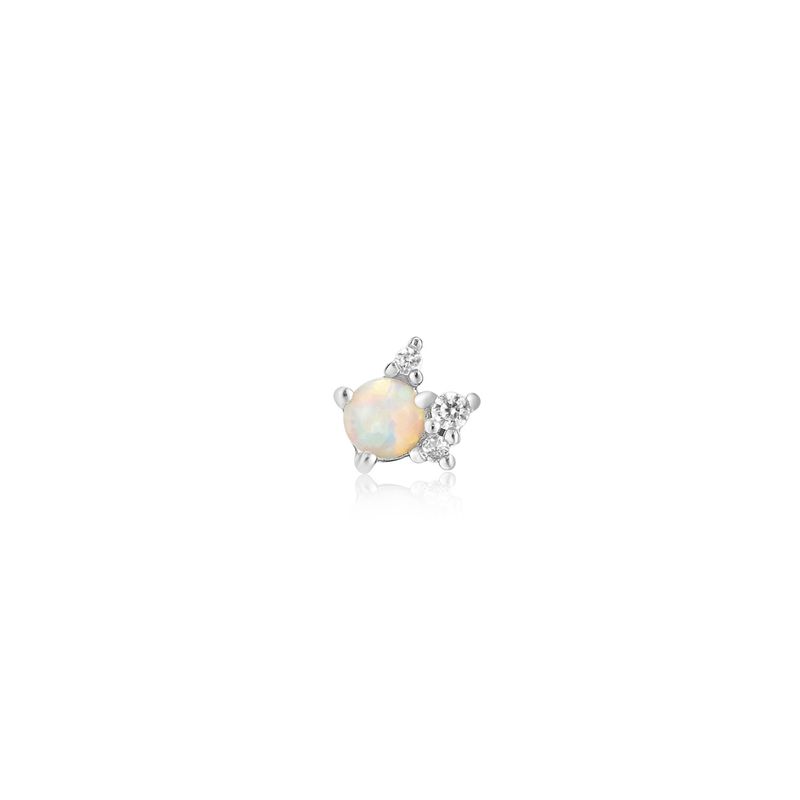 SILVER KYOTO OPAL SPARKLE CROWN BARBELL SINGLE EARRING