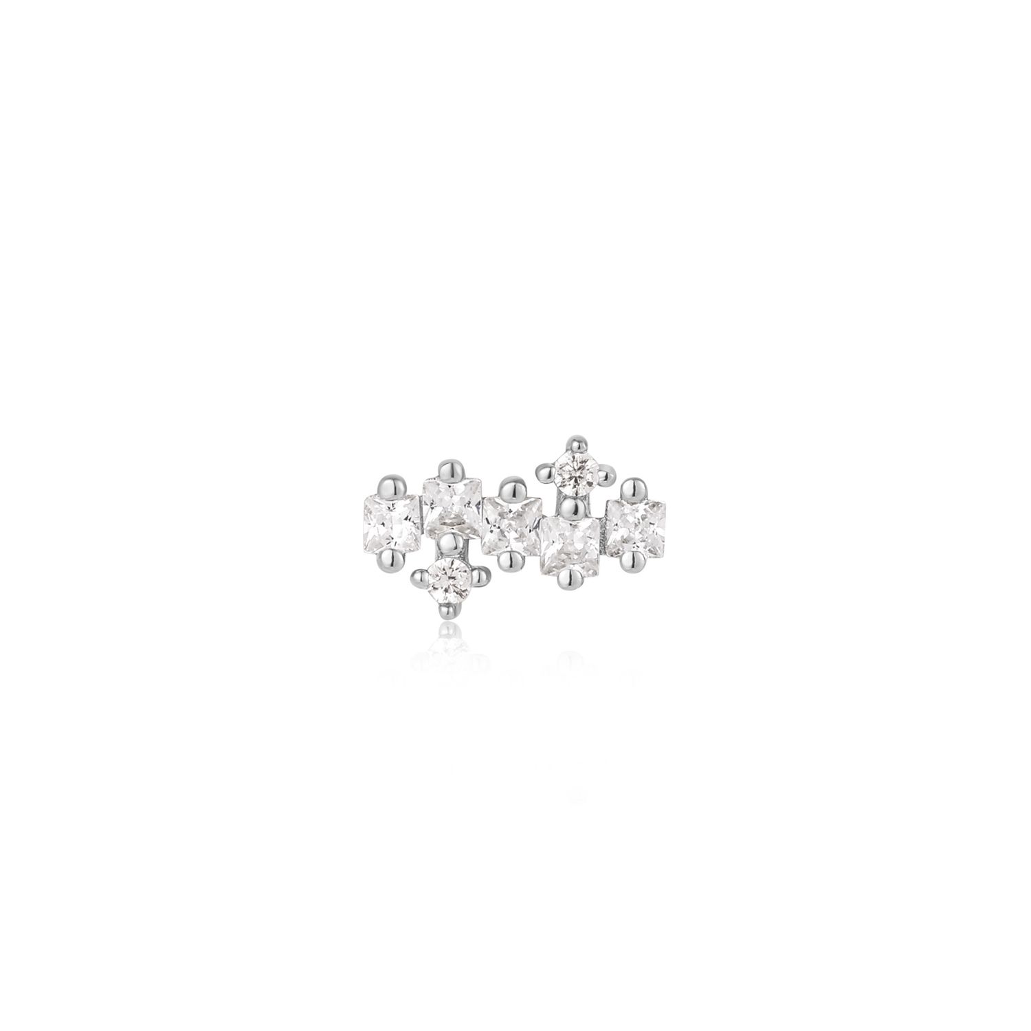 SILVER SPARKLE CLUSTER CLIMBER BARBELL SINGLE EARRING