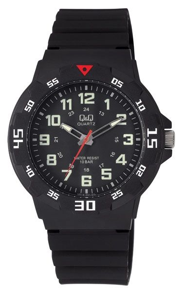 Q&amp;Q Tiener/heren horloge zwarte plastic band