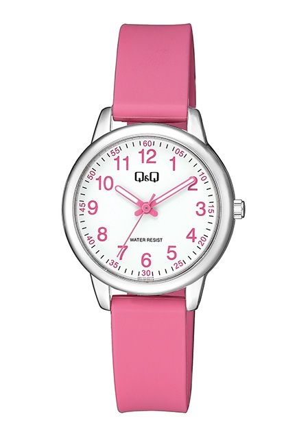 Q&amp;Q Tiener/dames horloge roze silicone band