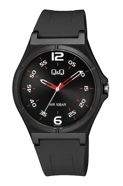 Q&amp;Q Tiener/heren moderne horloge zwarte plastic band