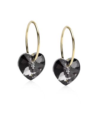 GT Ear Ring 14mm Heart 10mm Black
