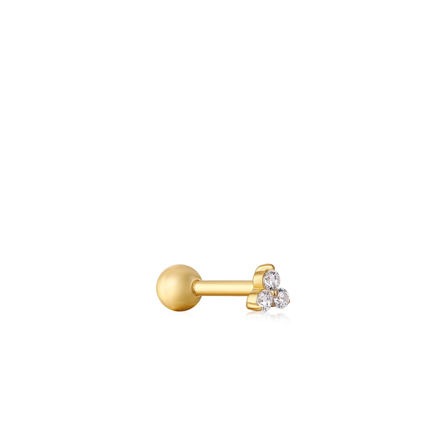 GOLD TRIO SPARKLE BARBELL SINGLE EARRING