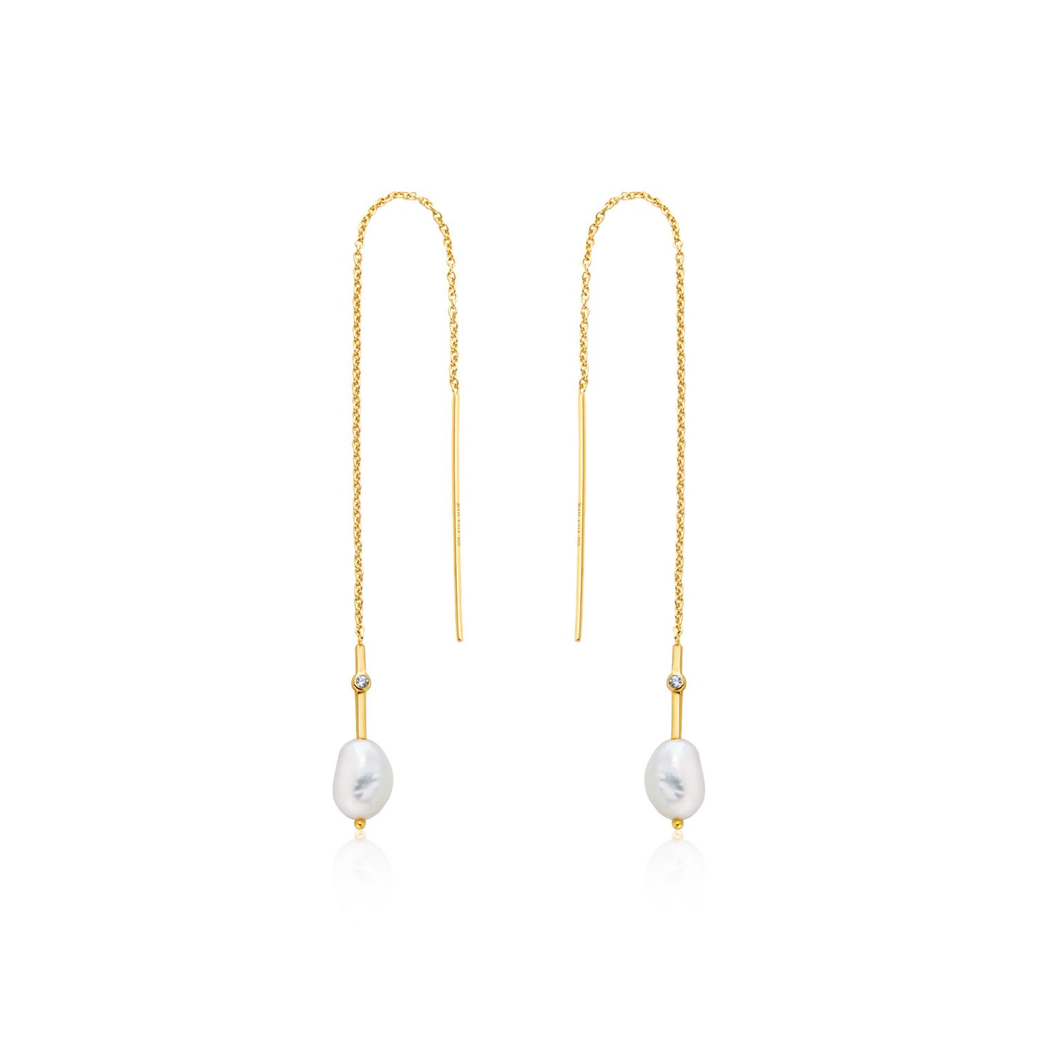 PEARL THREADER EARRINGS Gold