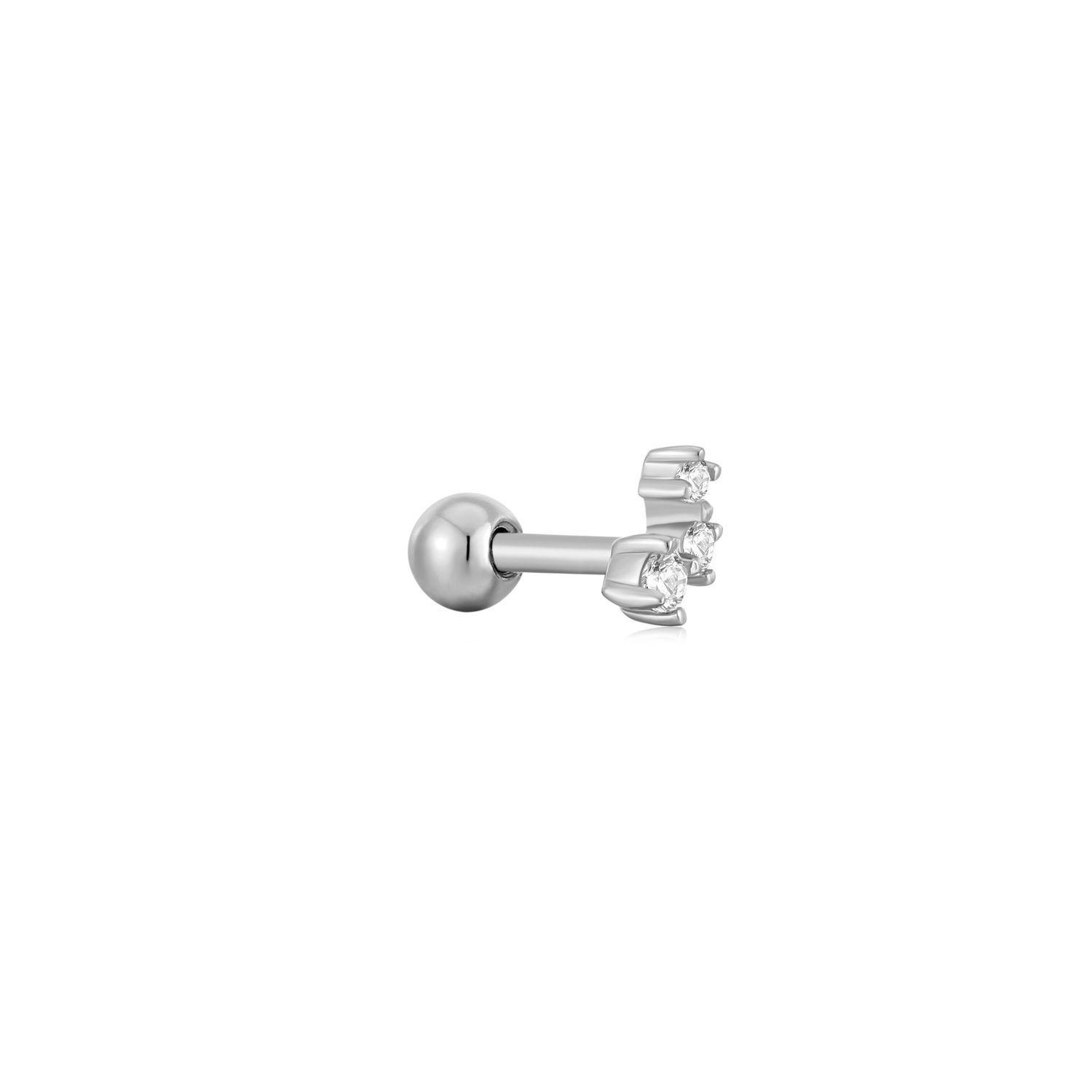SILVER SPARKLE GALAXY BARBELL SINGLE EARRING