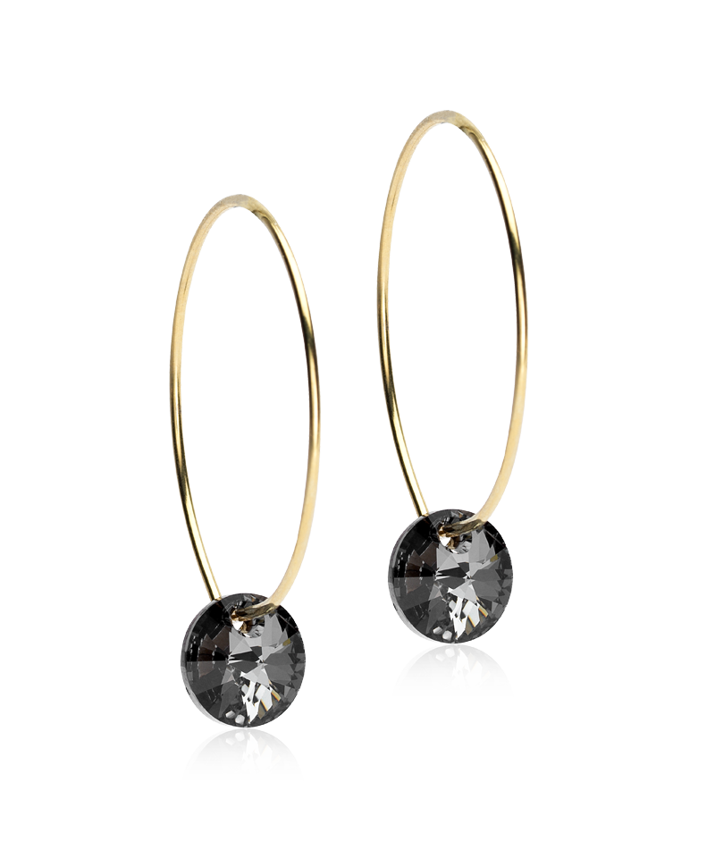 GT Ear Ring 25 mm, Round 8 mm, Black diamond