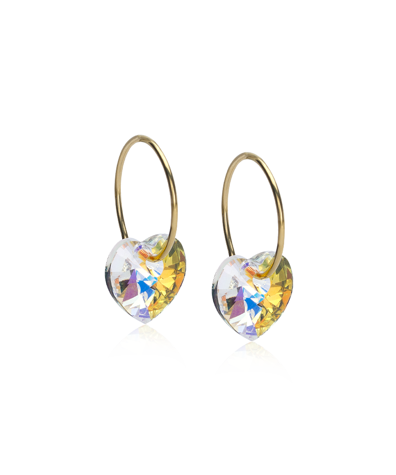 GT Ear Ring 14 mm, Heart 10 mm, Rainbow