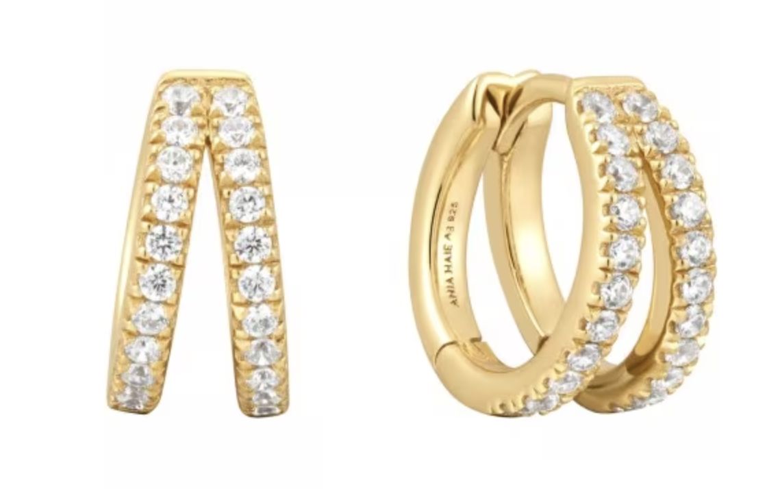 GOLD DOUBLE PAVÉ HUGGIES