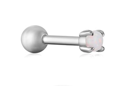 SILVER KYOTO OPAL CABOCHON SINGLE STUD EARRING Barbell