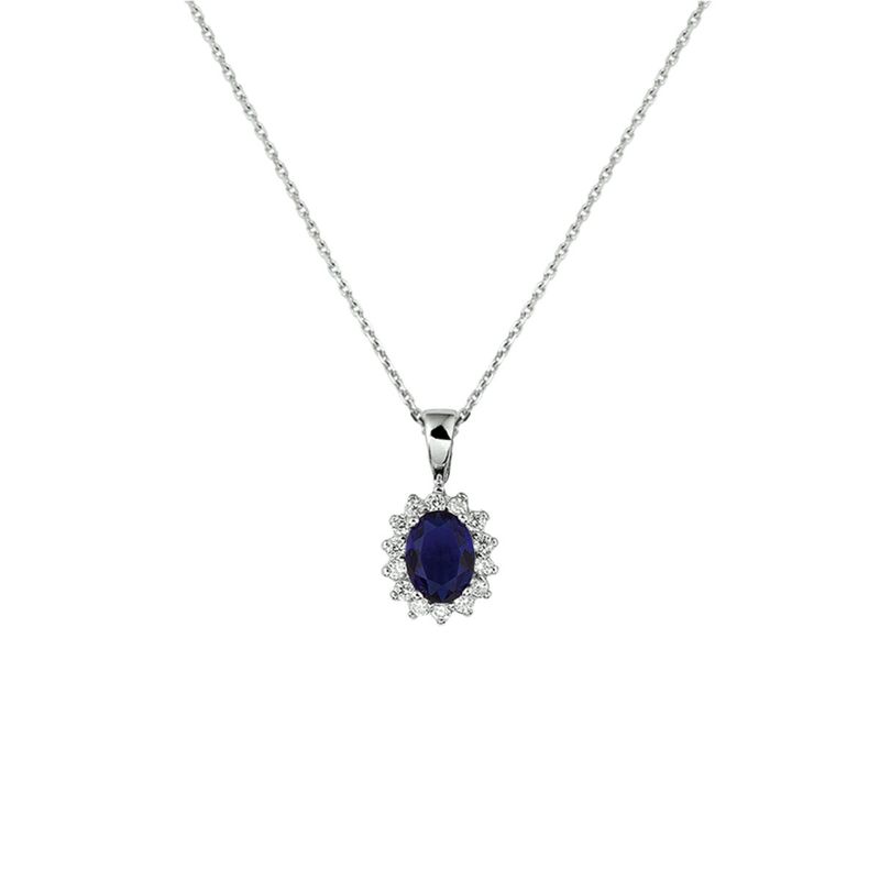 Collier zirkonia en synth. saffier