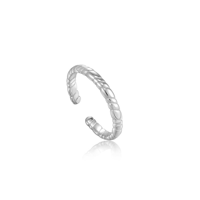 SMOOTH TWIST THIN BAND RING Silver