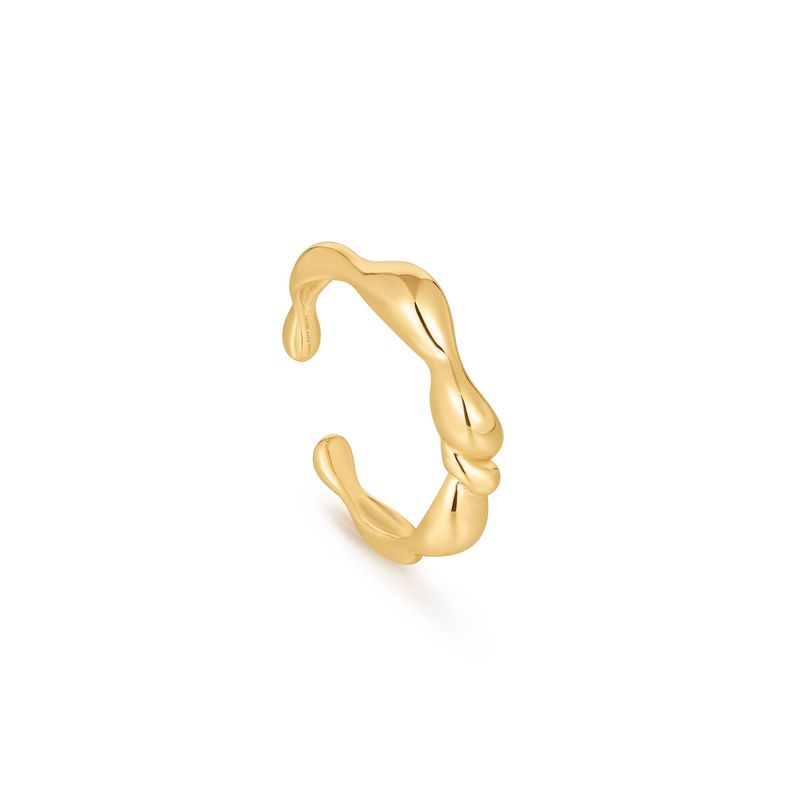 GOLD TWISTED WAVE ADJUSTABLE RING