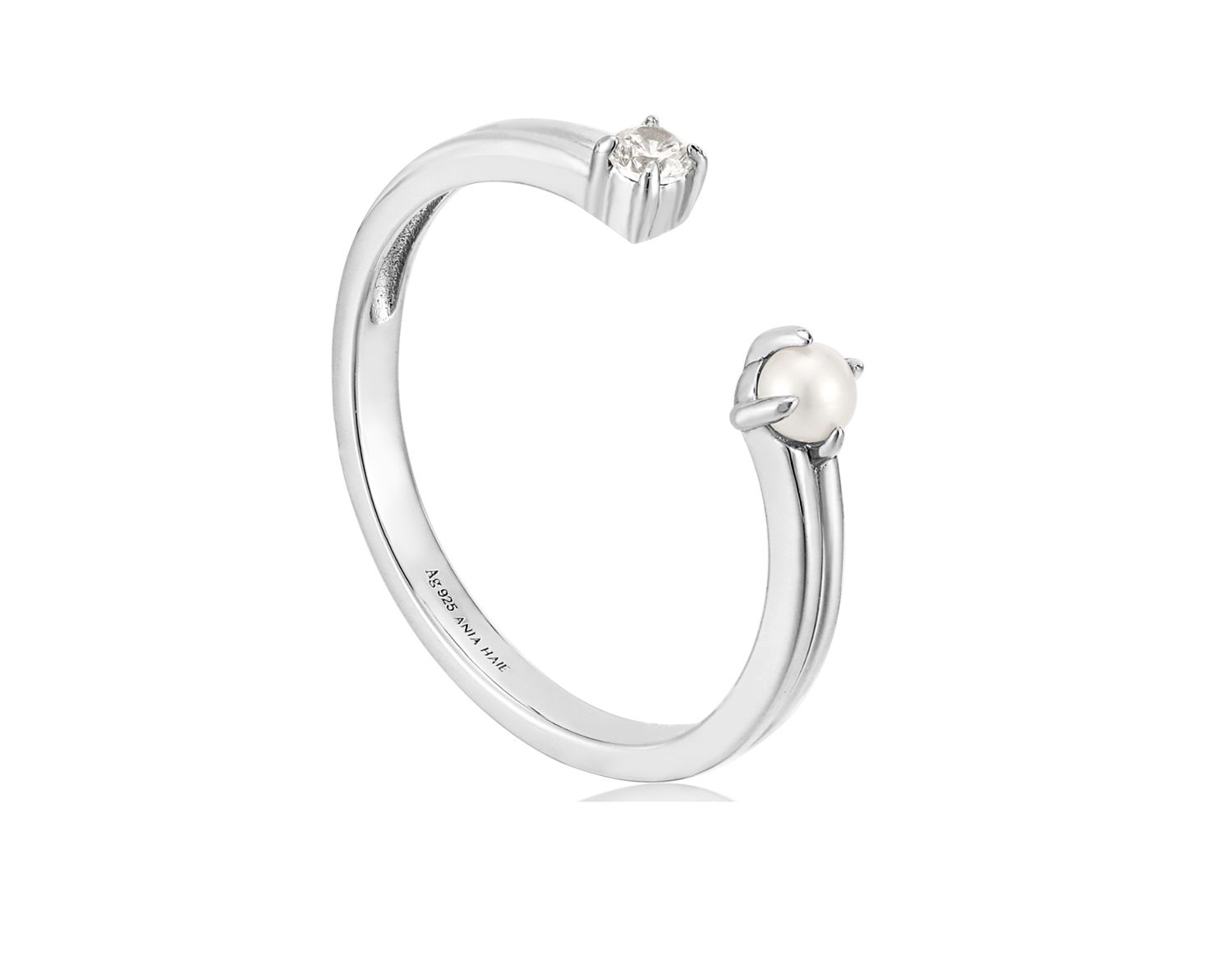 PEARL SPARKLE ADJUSTABLE RING Silver