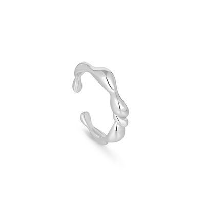 SILVER TWISTED WAVE ADJUSTABLE RING