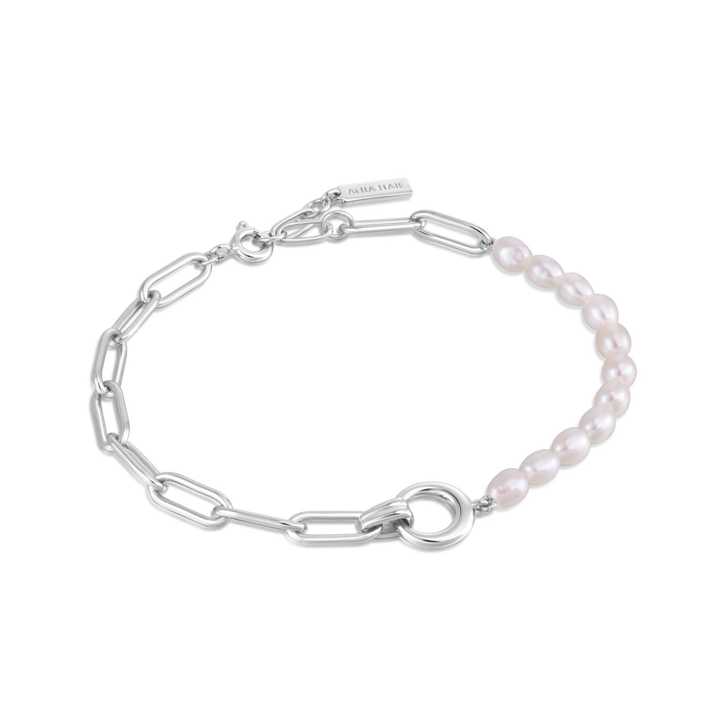 PEARL CHUNKY LINK CHAIN BRACELET Silver