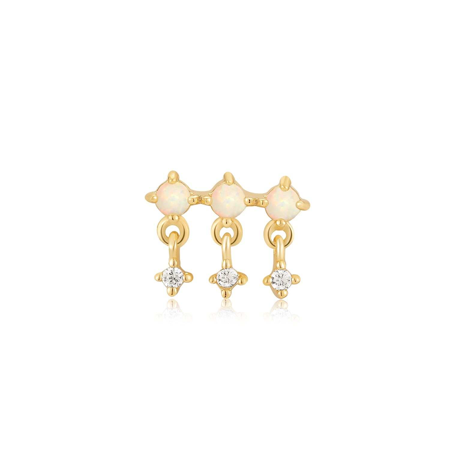 GOLD KYOTO OPAL DROP SPARKLE BARBELL SINGLE EARRING