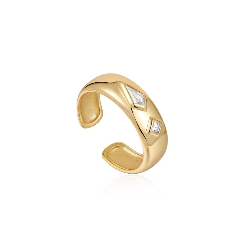 SPARKLE EMBLEM THICK BAND RING Gold