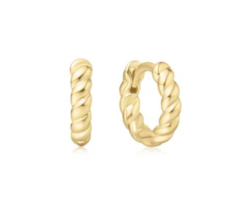 GOLD TEXTURE SMALL HUGGIE HOOP EARRINGS