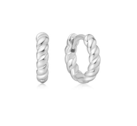 SILVER TEXTURE SMALL HUGGIE HOOP EARRINGS