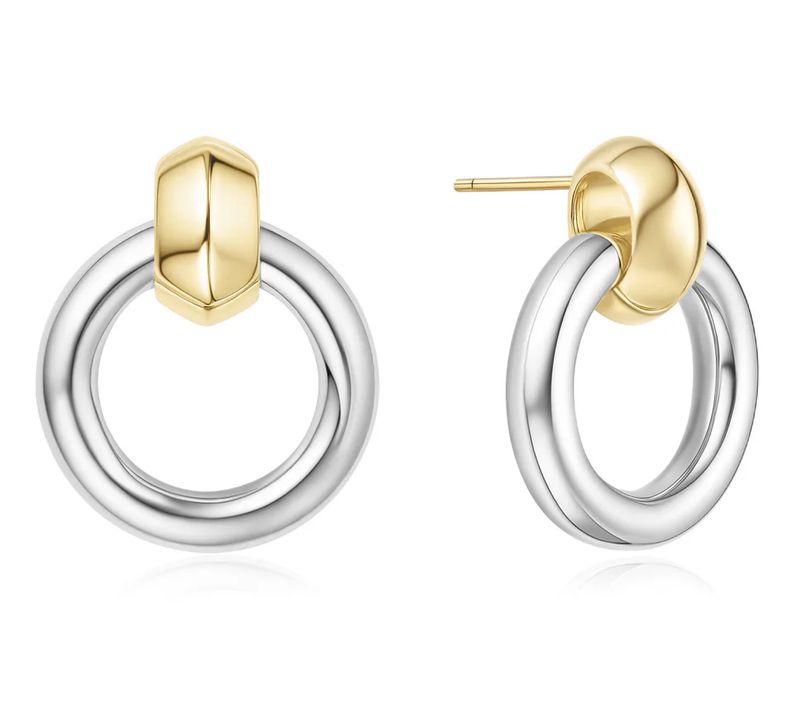 E MAVEN) TWO-TONE HOOP EARRINGS