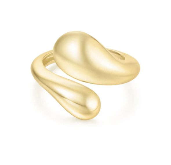 GOLD SCULPTURAL CROSSOVER RING