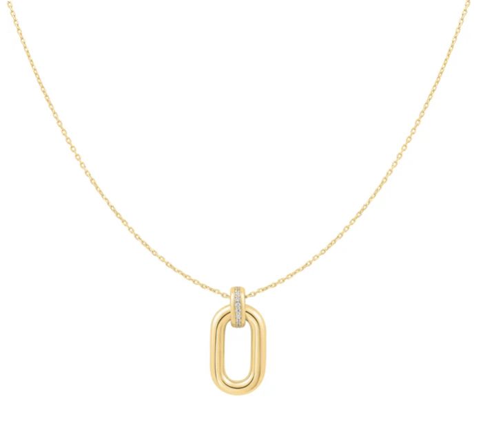 GOLD OVAL HOOP PENDANT NECKLACE