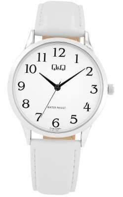 Q&amp;Q horloge met wit leer band