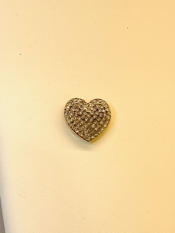 Broche met magneet, hartje goudkleur met zirkonia