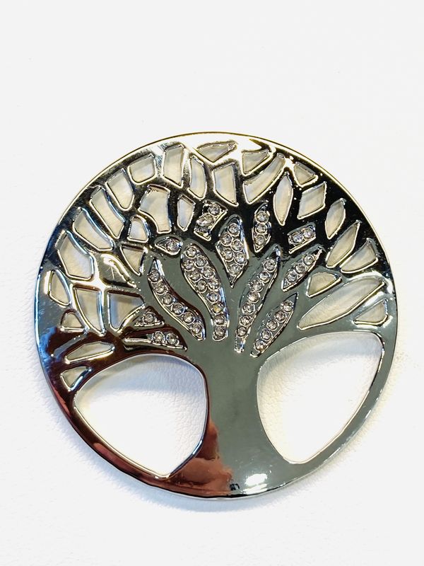 Broche met magneet, levensboom metaal