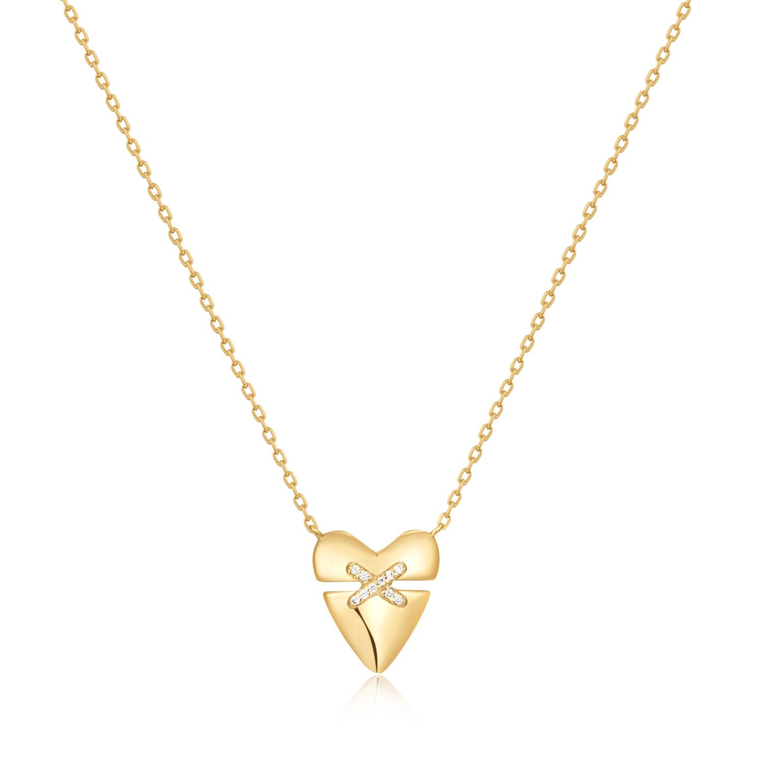 GOLD HEART KISS PAVÉ NECKLACE