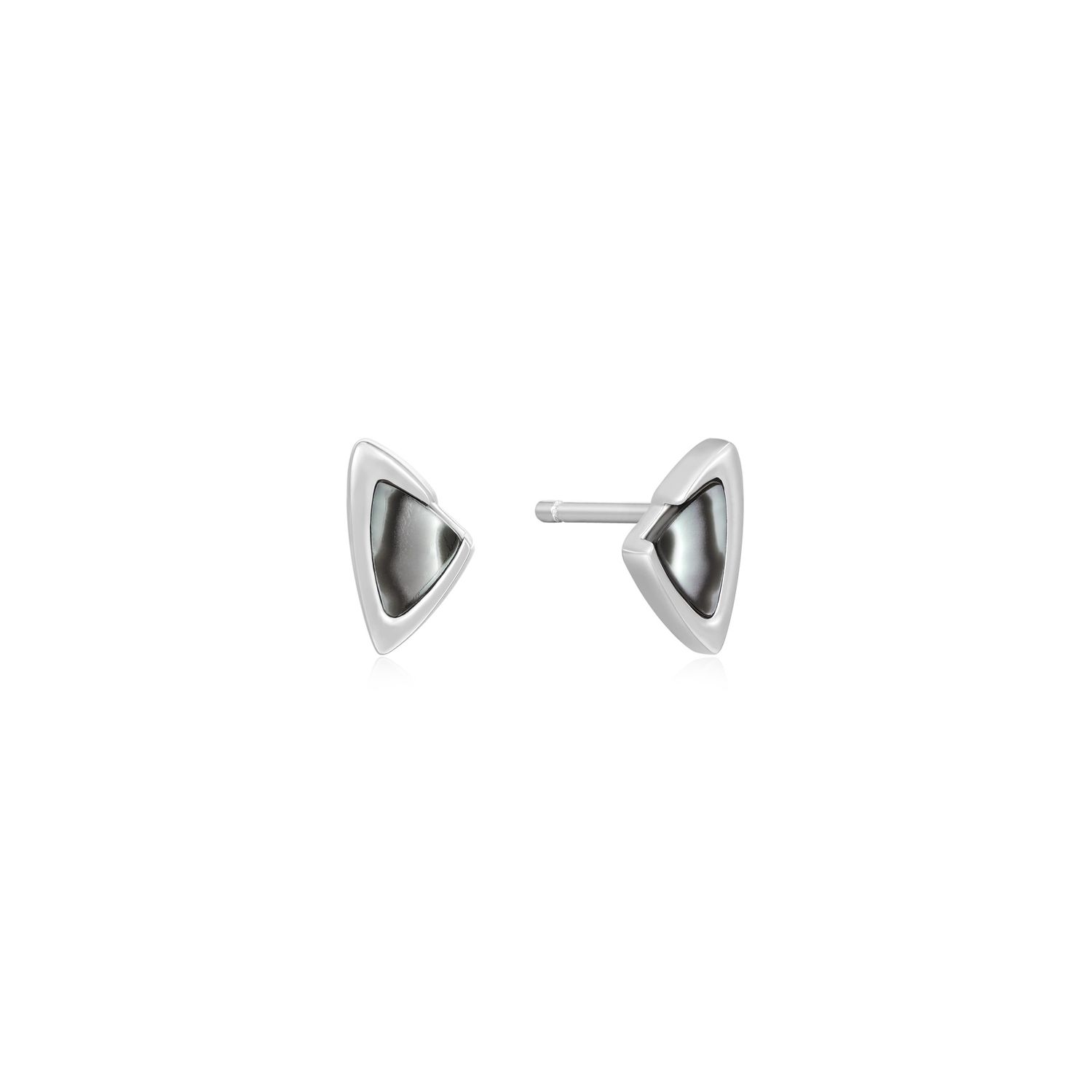 SILVER ARROW BLACK MOTHER OF PEARL STUD EARRINGS